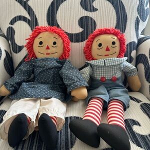 Raggedy Ann and Andy Dolls with Red Hair